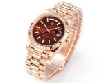 PPM Factory Rolex DD 2836/3255 Movement 18K Rose Gold President Band Brown Grid Face Watch